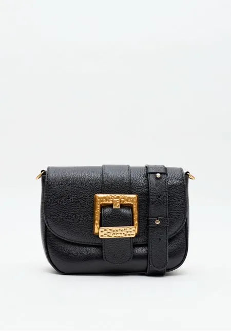 Bolsa Crossbody Couro Com Maxi Fivela