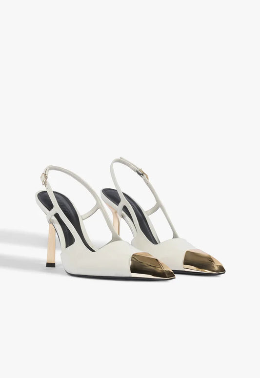 Scarpin Slingback Verniz Couro Branco