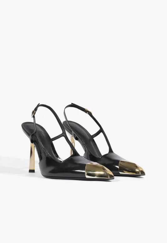 Scarpin Slingback Verniz Couro Preto