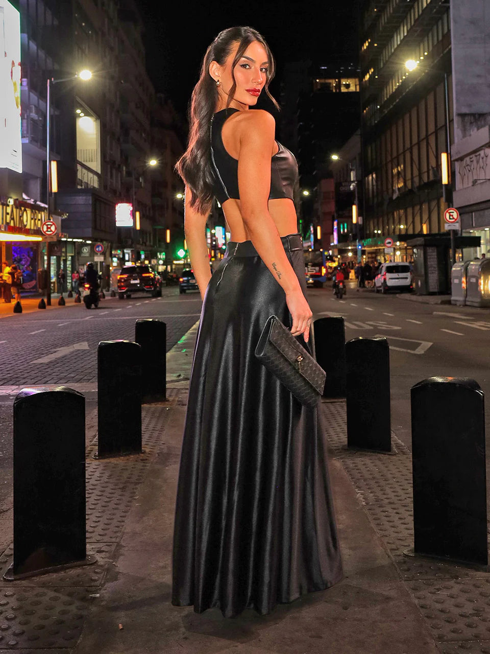 Vestido Longo Preto Cut Out Date Night