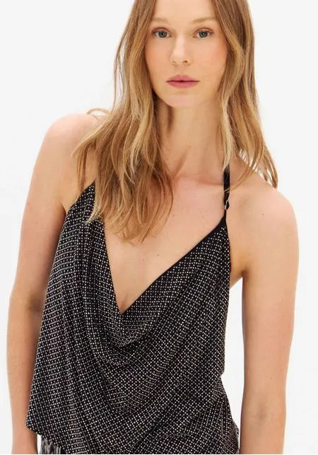 Blusa Degagê De Alça Com Brilhos