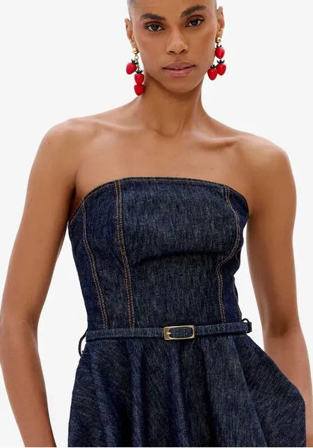 Blusa Jeans Corset Com Cinto