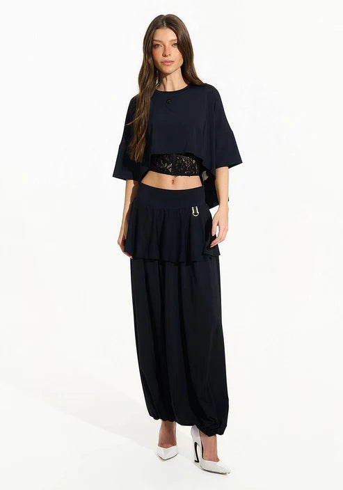 Calça Aladim Peplum - Preto
