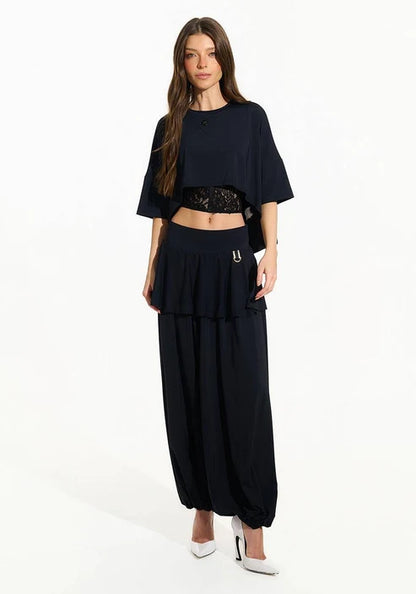 Calça Aladim Peplum - Preto
