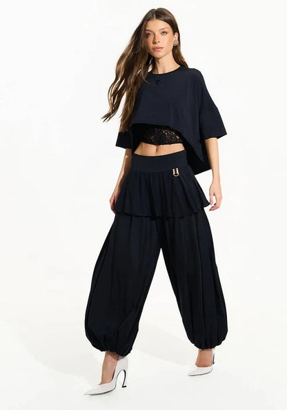Calça Aladim Peplum - Preto