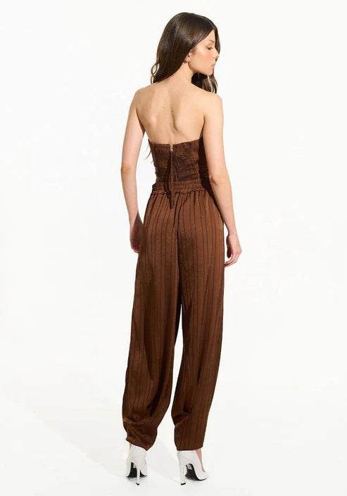 Calça Barrel Com Bolso - Marrom