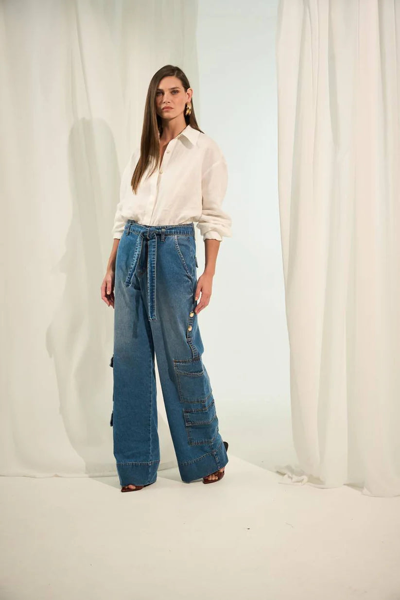 Calça Jeans Cargo - Jeans