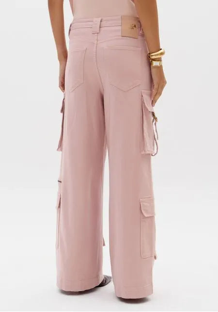 Calça Relaxed Sarja Com Bolsos Cargo