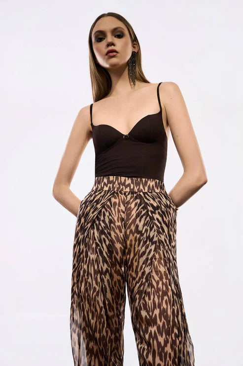 Calça Slouchy Animal Print - Animal Print Choco