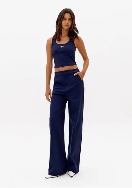 Calça Wide Leg De Malha Pesada