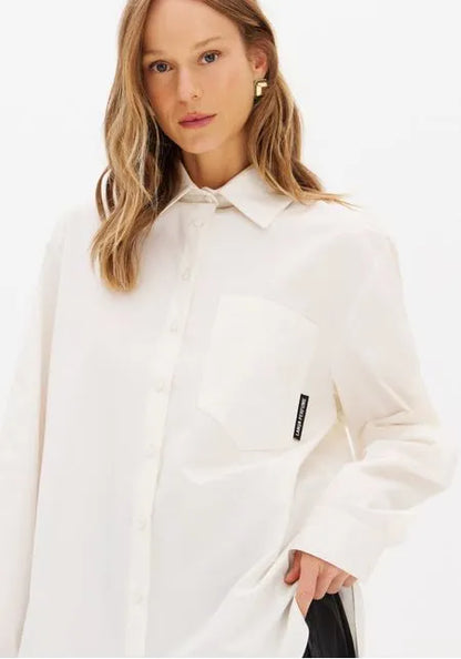 Camisa Oversized Alongada Em Algodão Egípicio