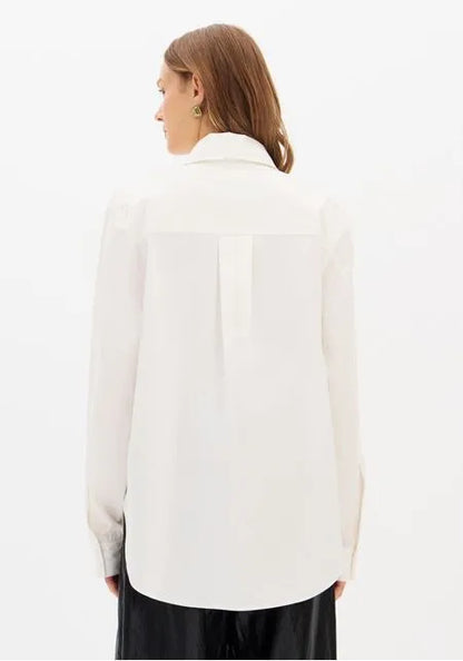 Camisa Oversized Alongada Em Algodão Egípicio
