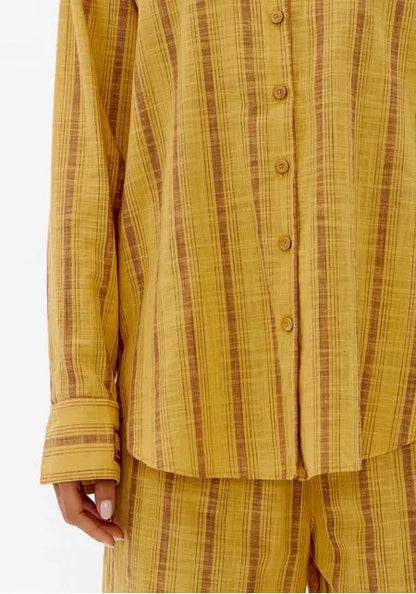 Camisa Regular Listrada De Algodão