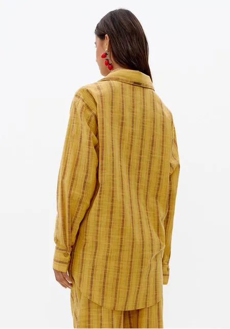 Camisa Regular Listrada De Algodão