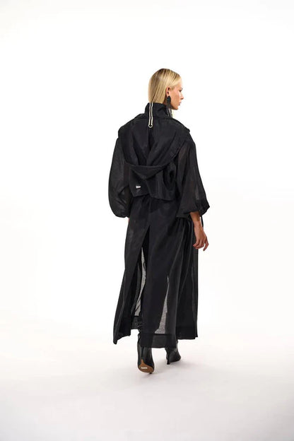 Casaco Trench Coat C/ Capuz Leve Transparência
