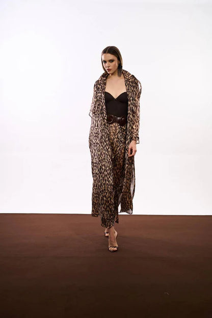Casaco Trench Coat Animal Print - Animal Print Choco