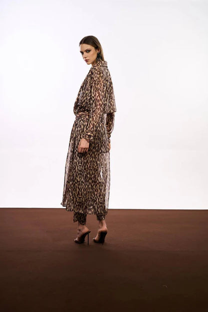 Casaco Trench Coat Animal Print - Animal Print Choco