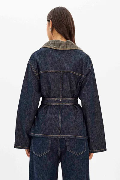 Jaqueta Jeans Com Faixa