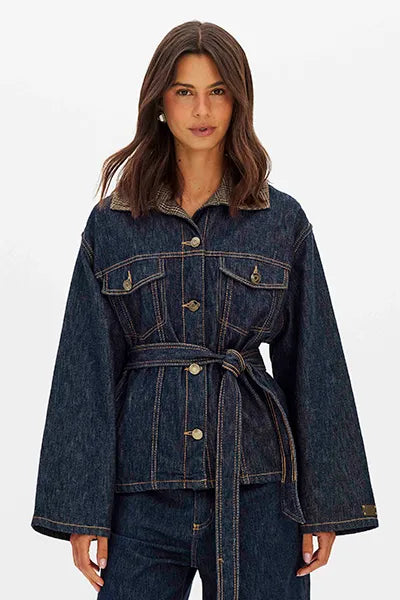 Jaqueta Jeans Com Faixa