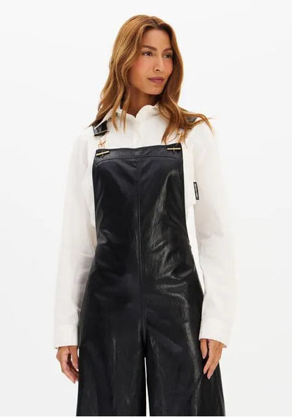 Jardineira Longa Wide Leg De Pu