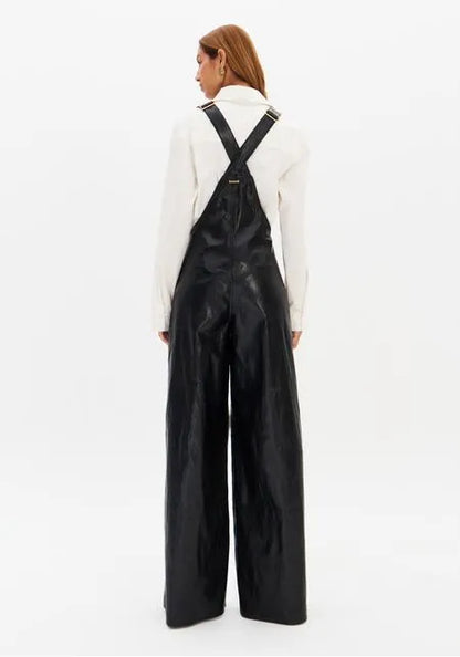 Jardineira Longa Wide Leg De Pu