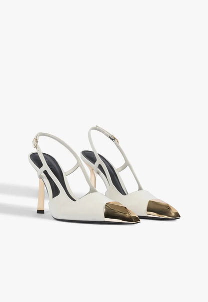 Scarpin Slingback Verniz Couro Branco