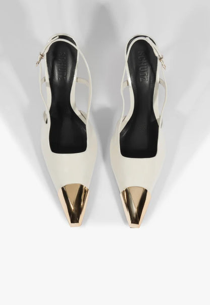 Scarpin Slingback Verniz Couro Branco