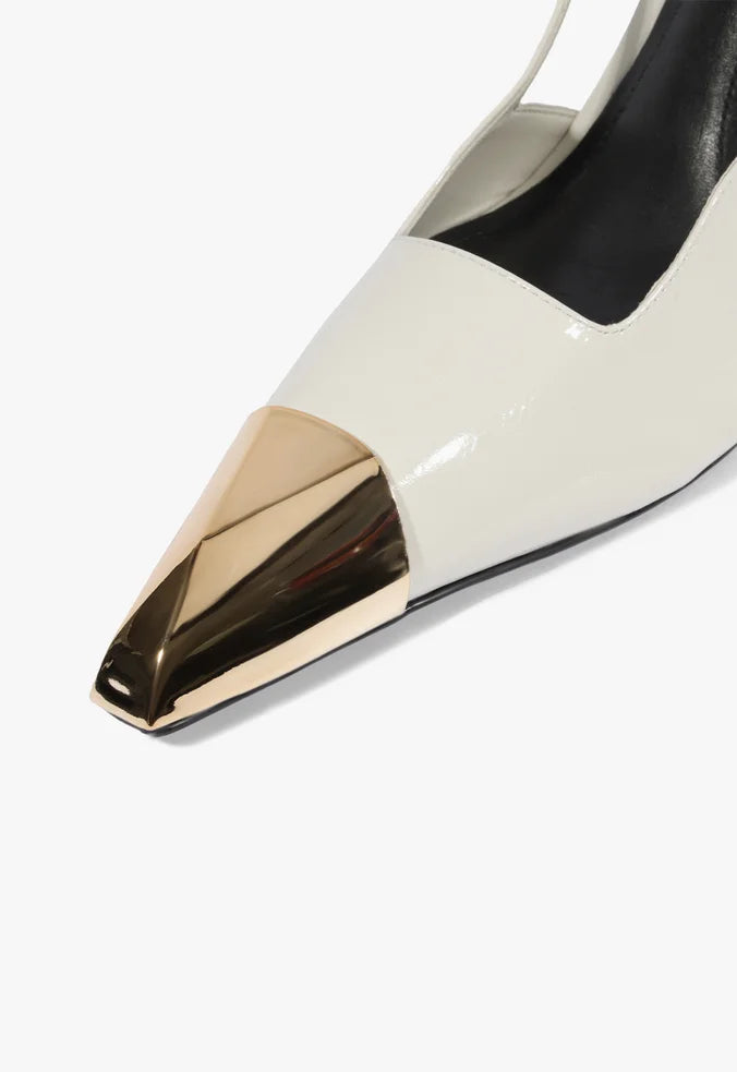 Scarpin Slingback Verniz Couro Branco