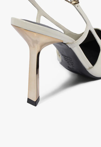 Scarpin Slingback Verniz Couro Branco