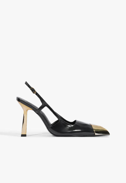Scarpin Slingback Verniz Couro Preto