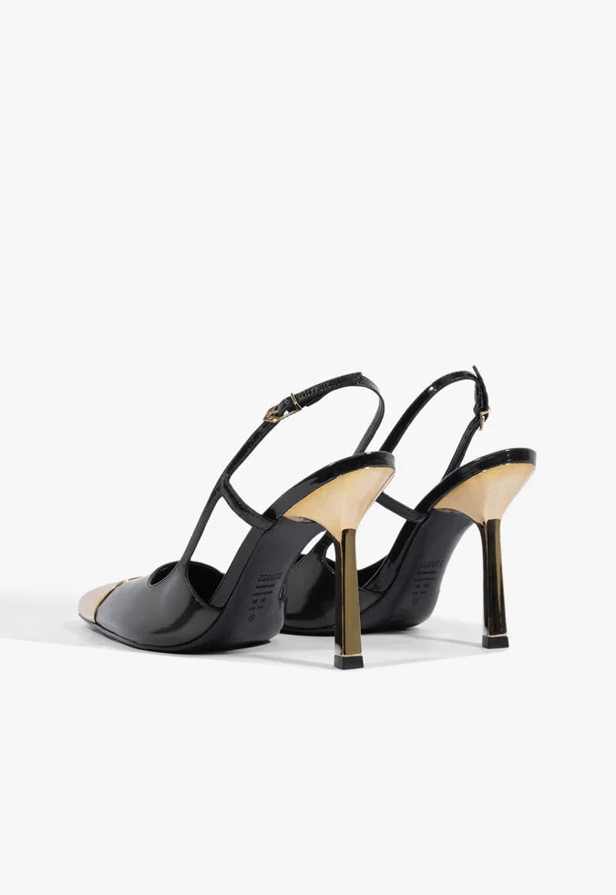 Scarpin Slingback Verniz Couro Preto
