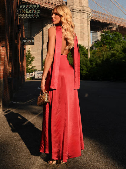Slip Dress Longo Em Acetinado Gloss Fitzgerald
