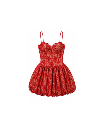 Vestido Balonê Vermelho Aveludado Kiss