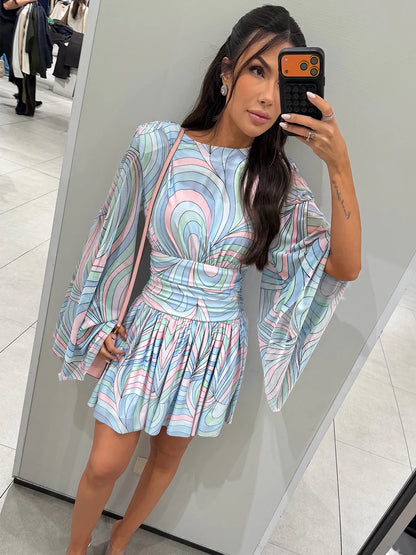 Vestido Bayswater Curto Estampado em Tule