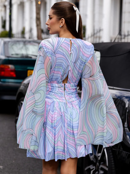 Vestido Bayswater Curto Estampado em Tule