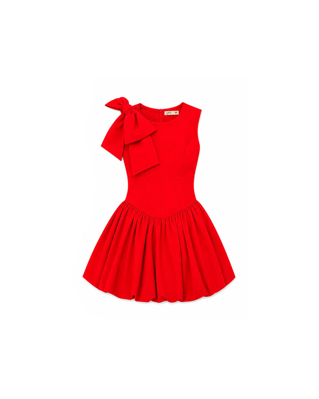 Vestido Curto Balonê Vermelho Com Laço Cupid