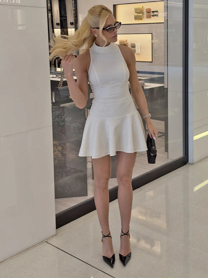 Vestido Curto Off White Tweed Soft