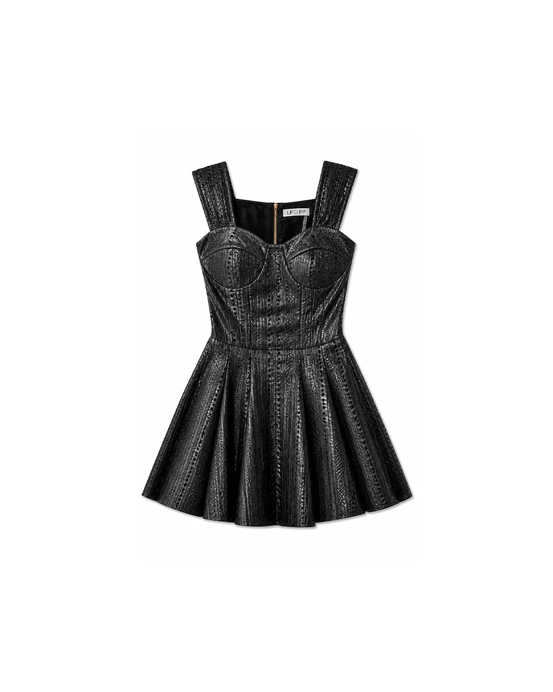 Vestido Curto de Couro Preto Flame