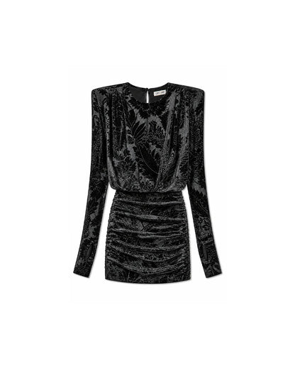 Vestido Curto de Veludo Preto com Modelagem Blusê Thumbhole Velvet