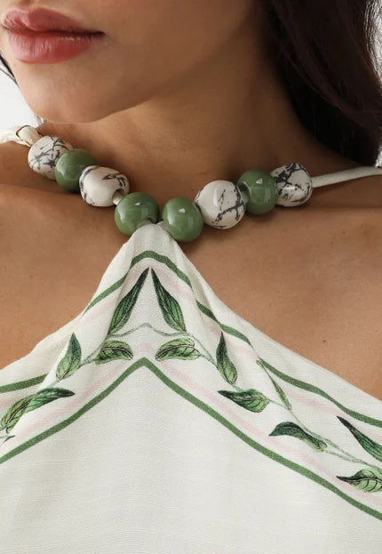Vestido Lança Perfume Reto Estampado Frente Única Branco