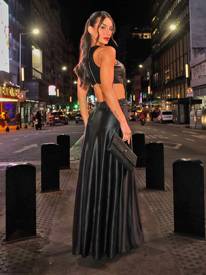 Vestido Longo Preto Cut Out Date Night