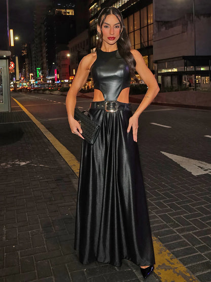 Vestido Longo Preto Cut Out Date Night