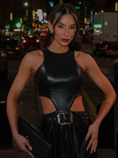Vestido Longo Preto Cut Out Date Night