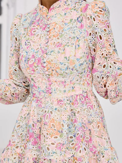 Vestido Maison des Roses Curto em Laise Estampada Floral