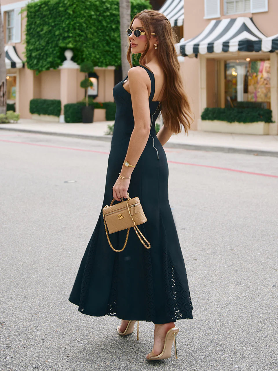 Vestido Midi Sereia Preto Riviera