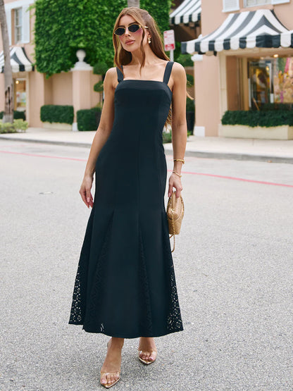 Vestido Midi Sereia Preto Riviera