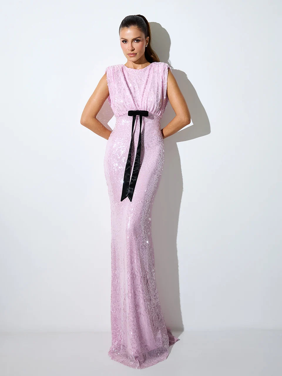 Vestido Special Day Midi Sereia em Paetê Rosa Candy