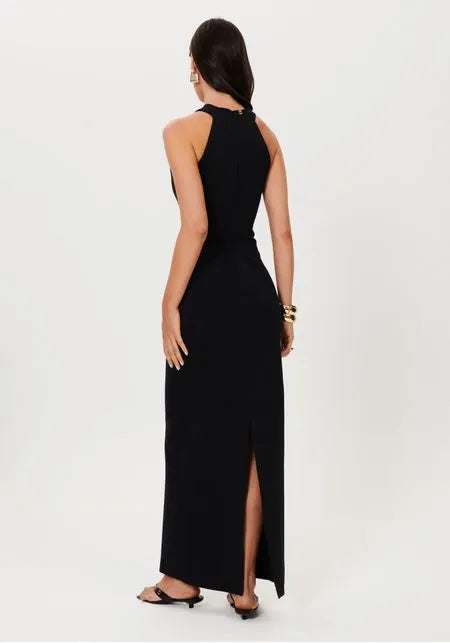 Vestido Super Midi Com Aviamento E Fenda