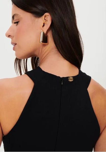 Vestido Super Midi Com Aviamento E Fenda