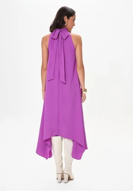 Vestido Super Midi Com Gola E Amarração